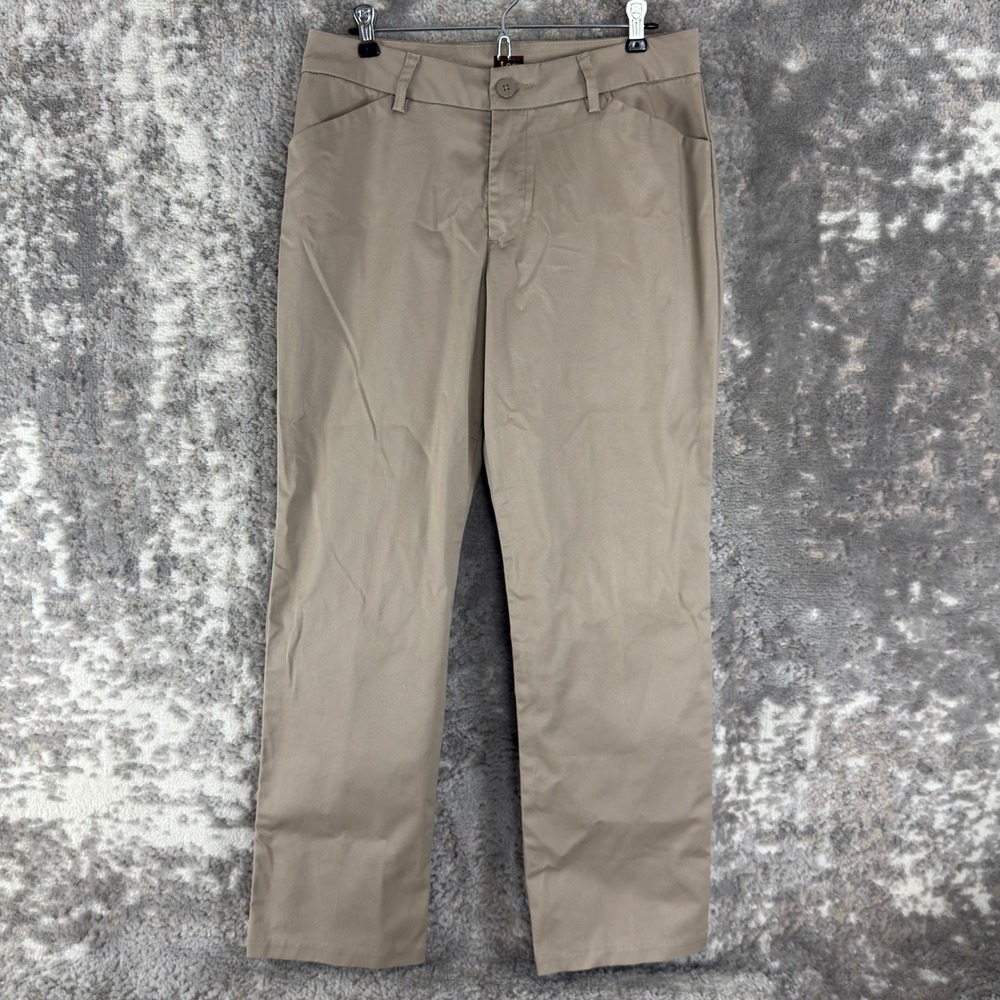 Lee Size 10 Short Wrinkle Free Chino Khaki Casual Pants Tan Women